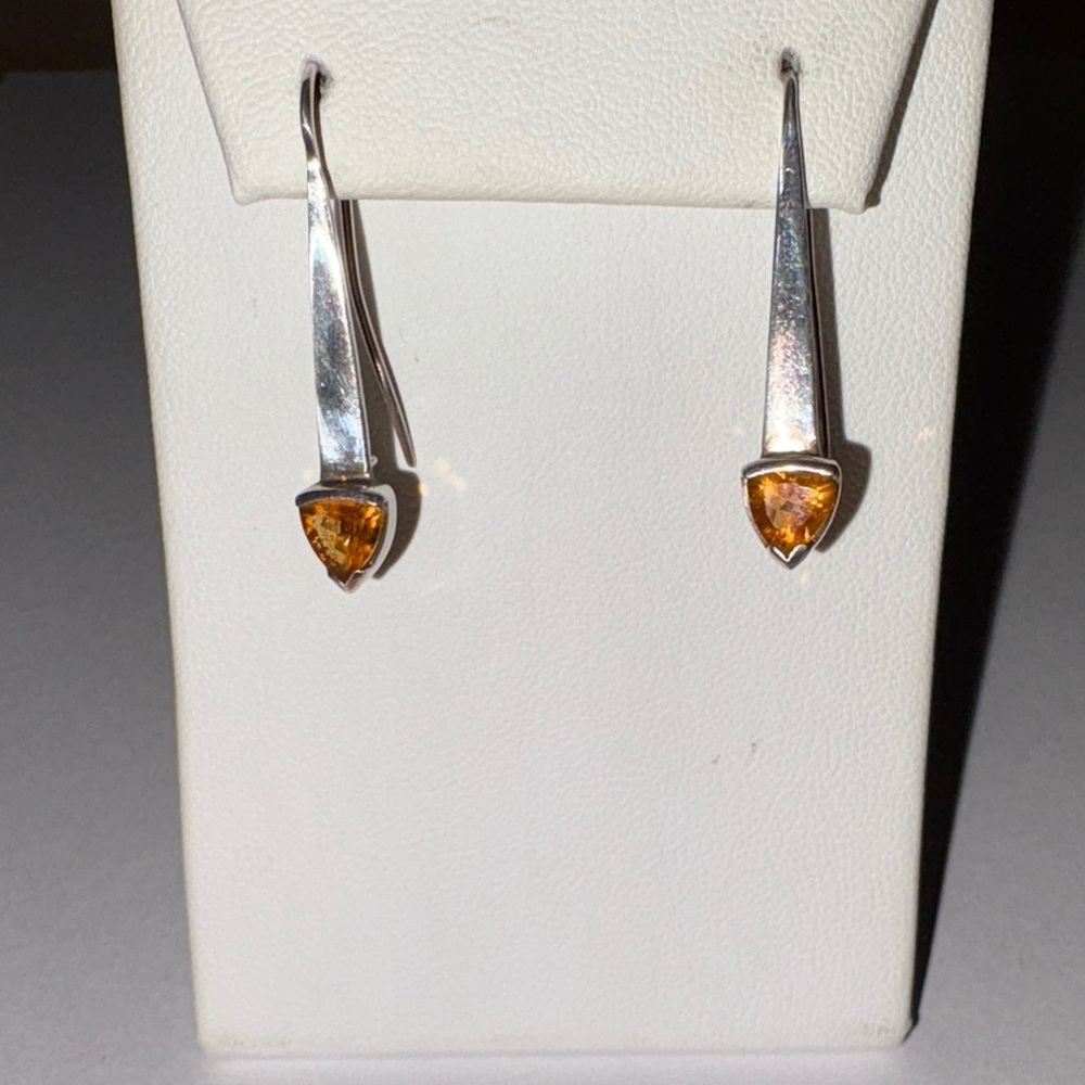 Elegant 925 Silver and Orange Citrine Earrings